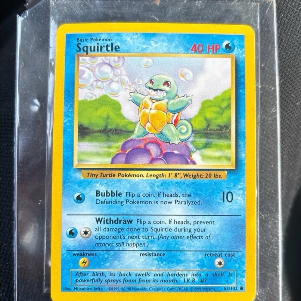 Pokemon Squirtle Card — Blue and Yellow Border